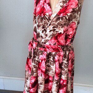 Jessica Howard Floral Fit & Flare Sleeveless Dress – Pink & Brown